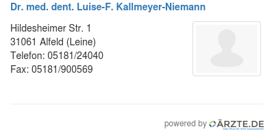 Dr med dent luise f kallmeyer niemann