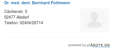 Dr med dent bernhard pohlmann