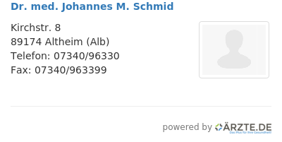 Dr med johannes m schmid