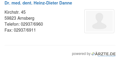 Dr med dent heinz dieter danne