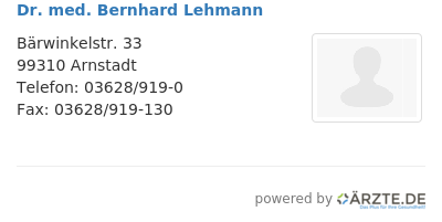 Dr med bernhard lehmann