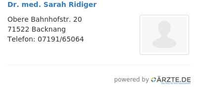 Dr med sarah ridiger