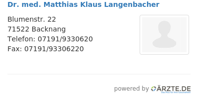 Dr med matthias klaus langenbacher