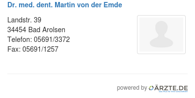 Dr med dent martin von der emde