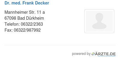 Dr med frank decker