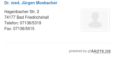 Dr med juergen mosbacher