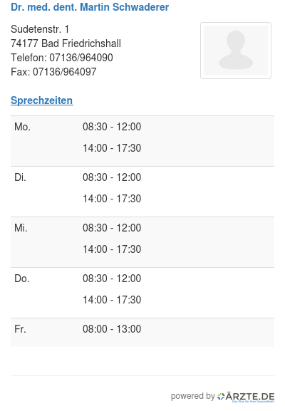 Dr med dent martin schwaderer