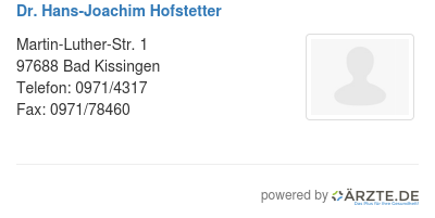 Dr hans joachim hofstetter