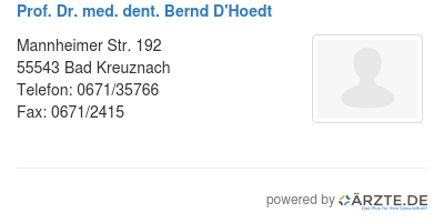 Prof dr med dent bernd d hoedt