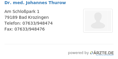 Dr med johannes thurow