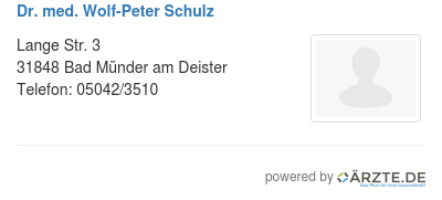 Dr med wolf peter schulz