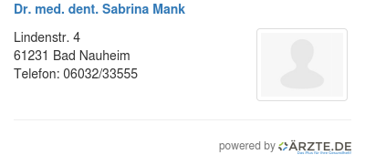 Dr med dent sabrina mank