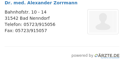 Dr med alexander zorrmann