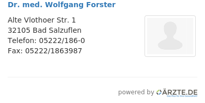 Dr med wolfgang forster