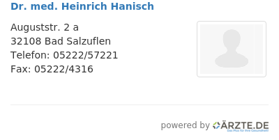 Dr med heinrich hanisch
