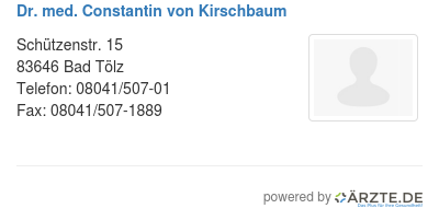 Dr med constantin von kirschbaum