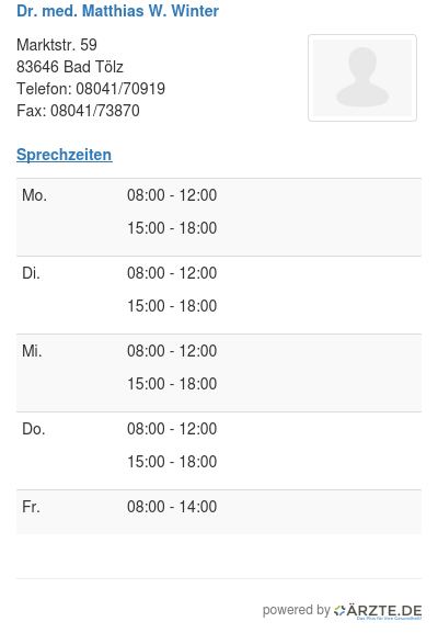 Dr med matthias w winter