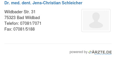 Dr med dent jens christian schleicher