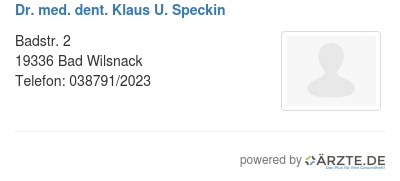 Dr med dent klaus u speckin