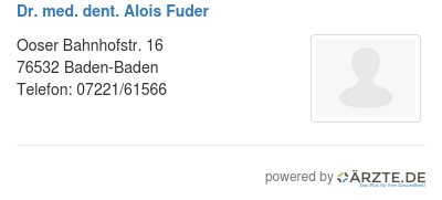 Dr med dent alois fuder