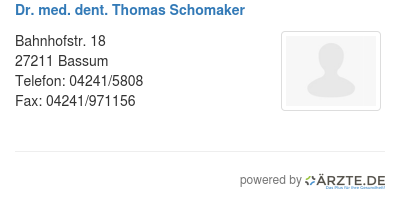 Dr med dent thomas schomaker