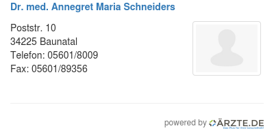 Dr med annegret maria schneiders