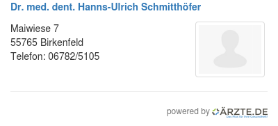Dr med dent hanns ulrich schmitthoefer