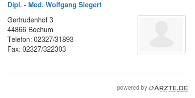 Dipl med wolfgang siegert