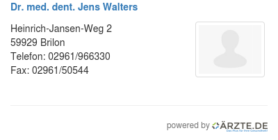 Dr med dent jens walters