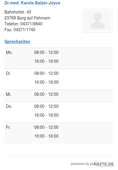 Dr med karola balzer joyce