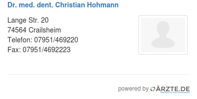 Dr med dent christian hohmann