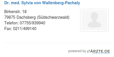 Dr med sylvia von wallenberg pachaly