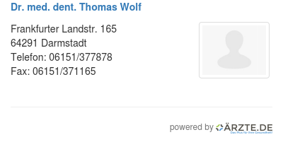 Dr med dent thomas wolf