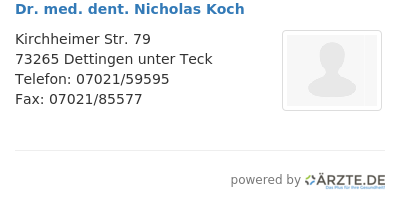 Dr med dent nicholas koch