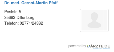 Dr med gernot martin pfaff