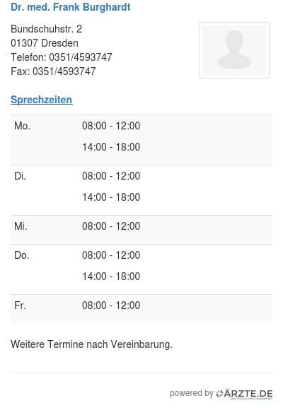 Dr med frank burghardt