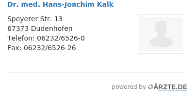 Dr med hans joachim kalk