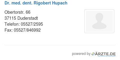 Dr med dent rigobert hupach