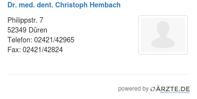Dr med dent christoph hembach