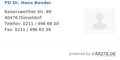Pd dr hans bender