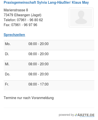 Praxisgemeinschaft sylvia lang haeussler klaus may