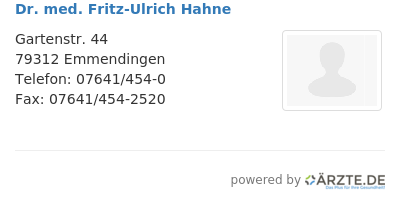 Dr med fritz ulrich hahne