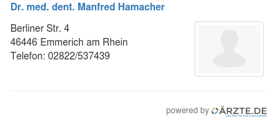 Dr med dent manfred hamacher