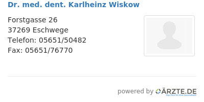 Dr med dent karlheinz wiskow