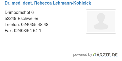 Dr med dent rebecca lehmann kohleick
