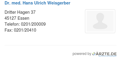 Dr med hans ulrich weisgerber
