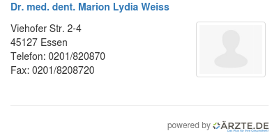 Dr med dent marion lydia weiss