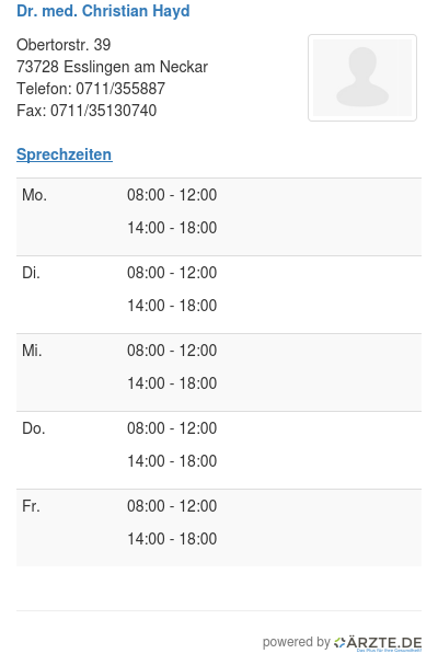 Dr med christian hayd