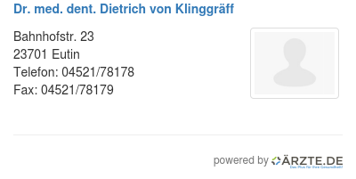 Dr med dent dietrich von klinggraeff