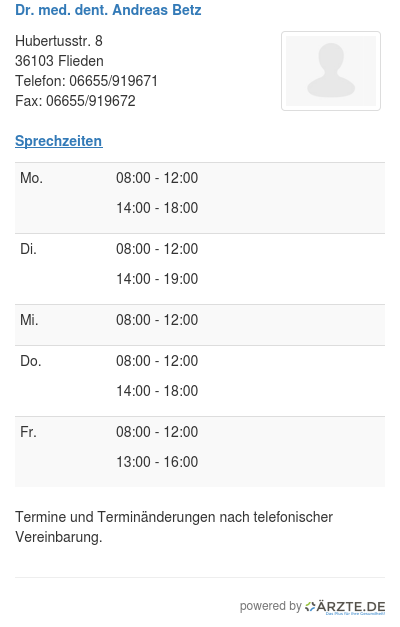 Dr med dent andreas betz
